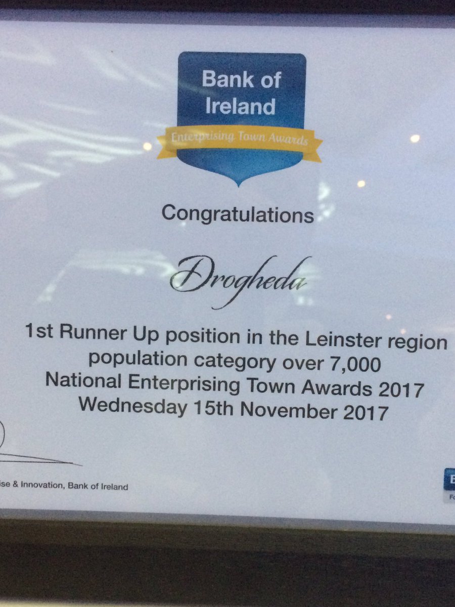 TheMillDrogheda's tweet image. 1st runner up @bankofireland awards. Leinster over 7000 population. #innovatedrogheda @DroghedaChamber