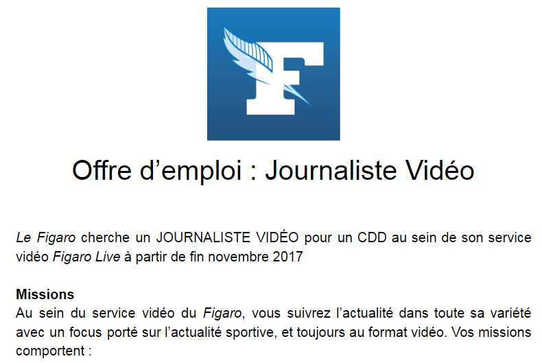 Offre d emploi journaliste