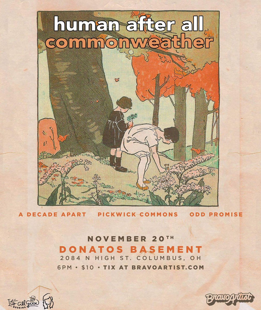 Why don't you have your ticket yet! This show is 🔥
<a href="/BravoPresents/">BravoArtist Presents</a> <a href="/humanafterallWI/">Human After All</a> <a href="/commonweatheril/">COMMONWEATHER</a> <a href="/oddpromise_/">Odd Promise</a> 
#weareallwehave
#supportmusic