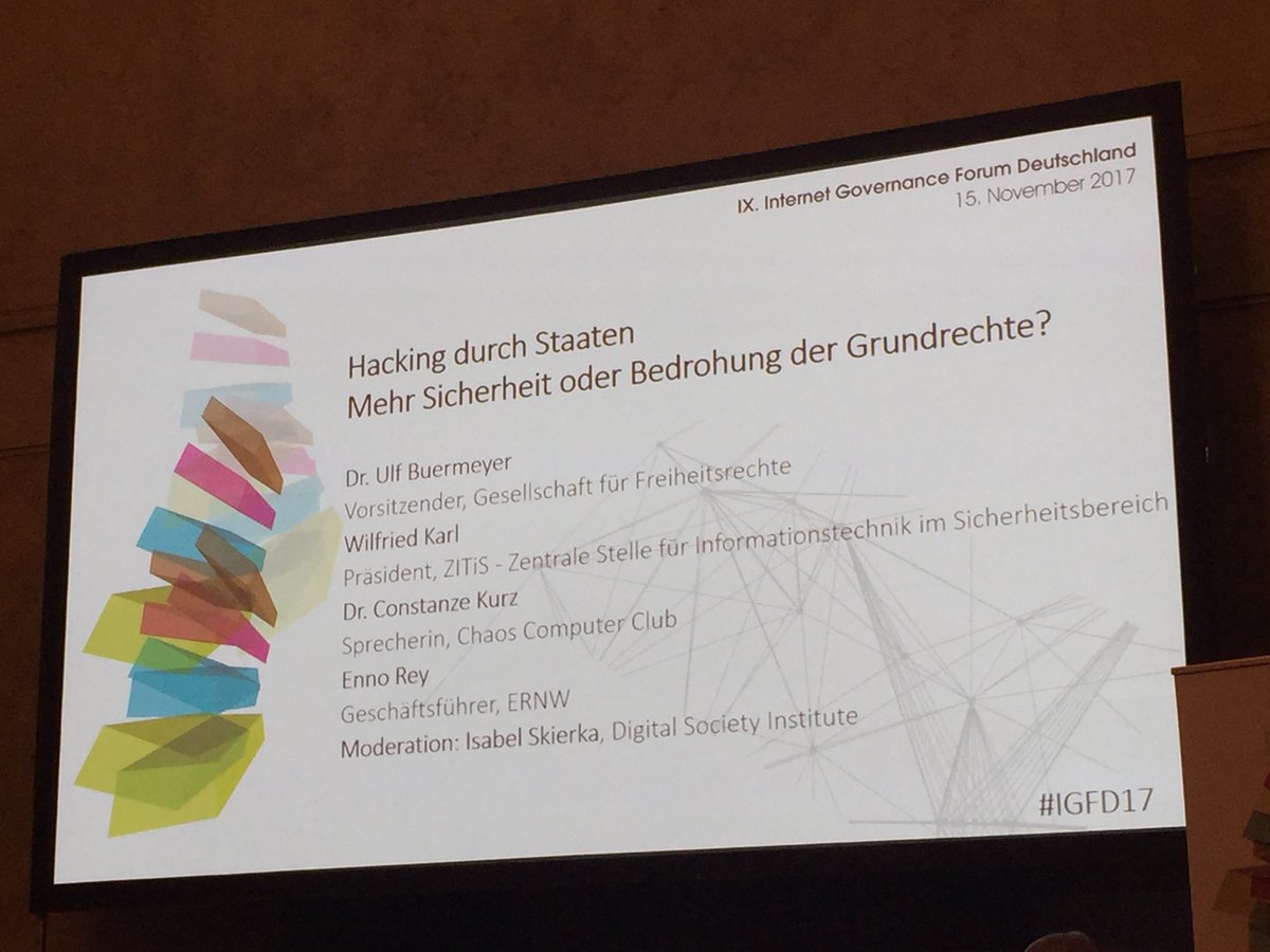 ohhleo's tweet photo. Wilfried Karl von ZITis und Constanze Kurz vom CCC auf einem Panel. Round one… go #IGFD17 https://t.co/9V7xdCBbOp