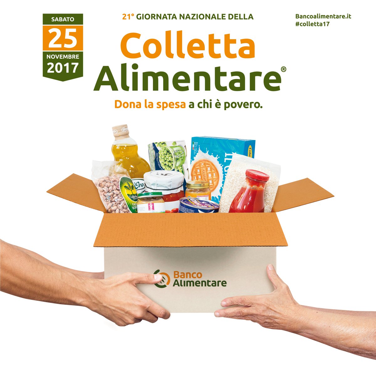 BancoAlimentare's tweet photo. Il 25 novembre vi aspettiamo davanti ai supermercati di tutta Italia per la Colletta Alimentare. Dona la spesa a chi è povero! 
#colletta17 https://t.co/rvZLbv427s
