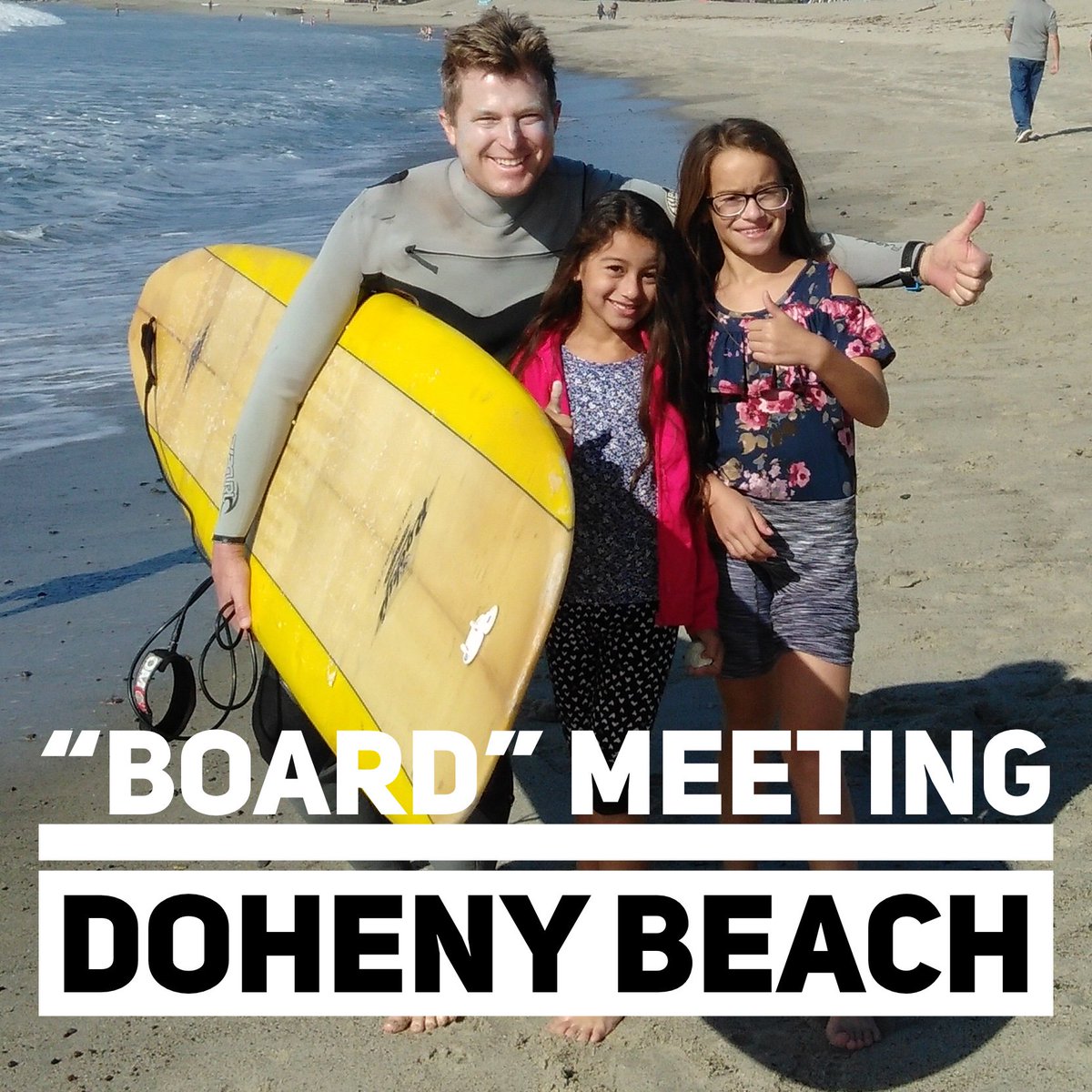 PalisadesWaves's tweet photo. Principal Curt Visca had an impromptu “Board” meeting at Doheny Beach last Saturday! Our motto: School - Homework - Surf! #doheny #ridethewave #publicschool #students #capoadmin #capoproud https://t.co/sVLu0k0GZS