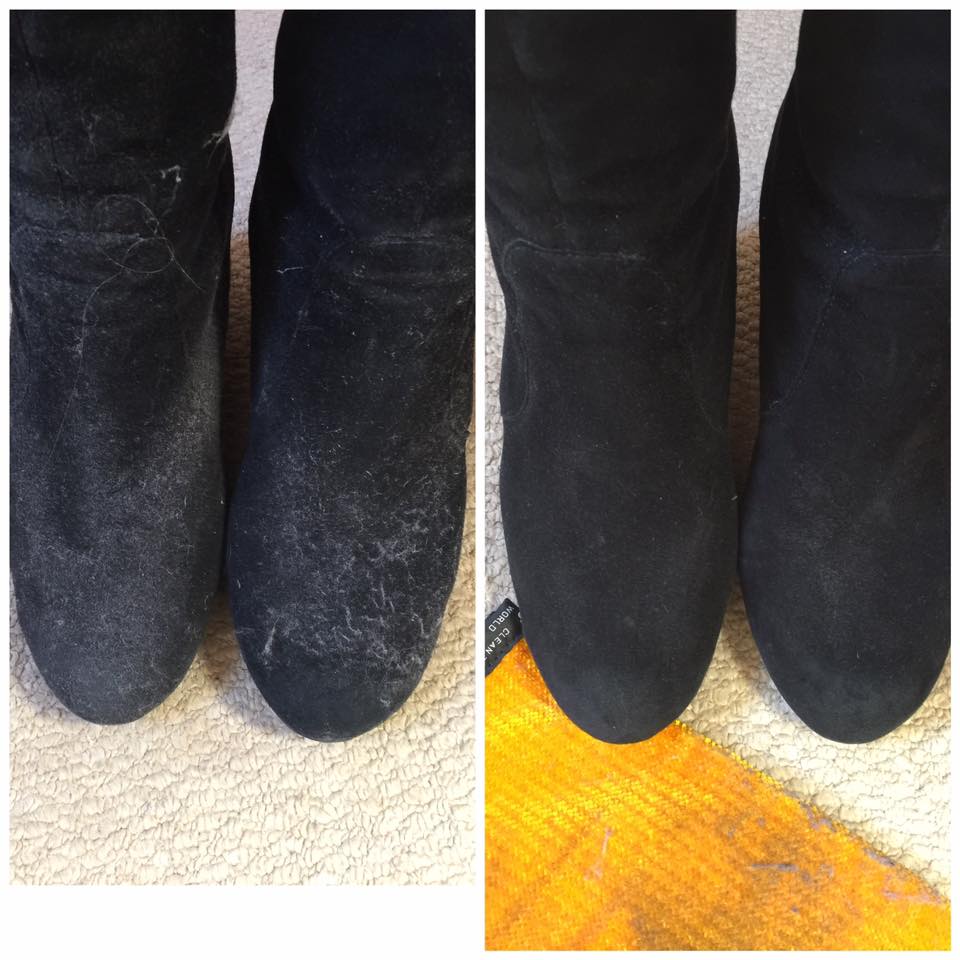 ENJOCanada's tweet photo. #ENJOWow Why buy new when you can make old new again! These boots were found under the bed and were full of dust, then with the ENJO Lint Glove it was cleaned in a pinch! #dust #bootseason #ENJOclean https://t.co/poeByeagbm
