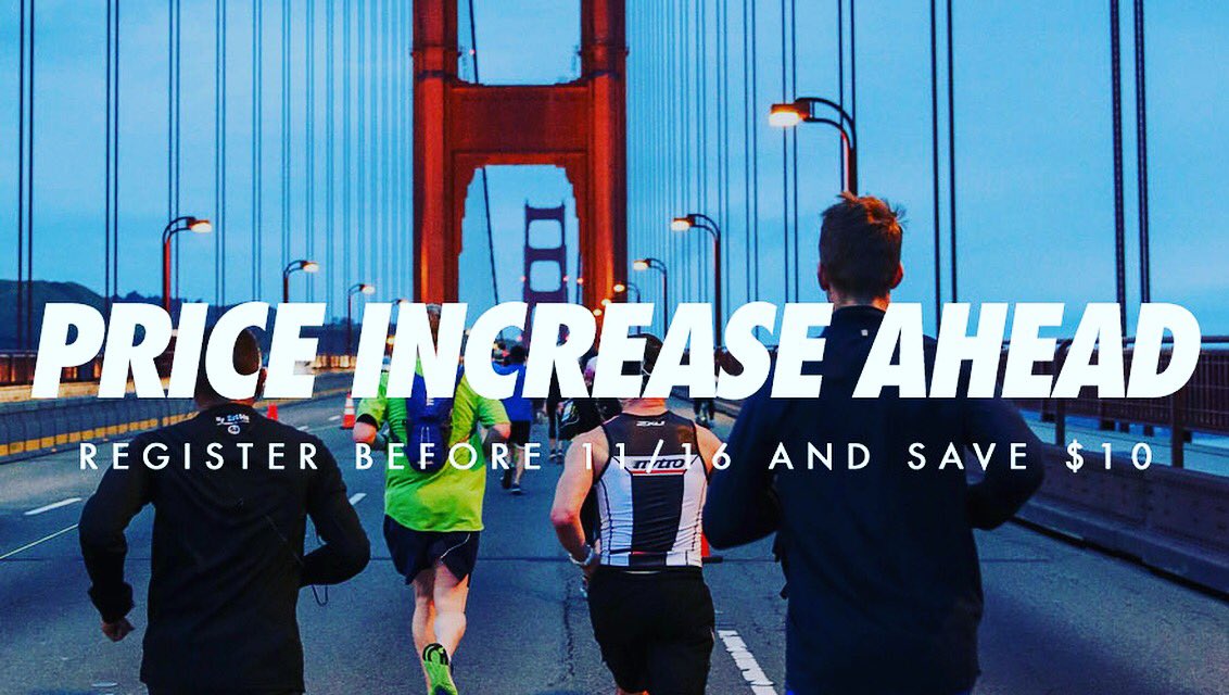 WeRunSF_'s tweet photo. @RunRocknRoll San Francisco Half Marathon prices will increase this evening. Don’t forget to register and to use WeRunSF promo code “WeRunSFandRNRSF” for an additional $10 discount. #run https://t.co/R0EcTTeuYY