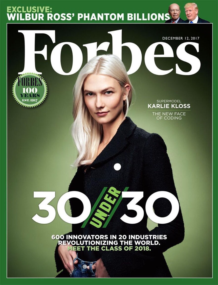 kodewithklossy's tweet photo. Catch the latest @Forbes cover to see what we’ve been up to. So proud of you, @karliekloss 👊 #30Under30 https://t.co/Nb4eYJUHgG