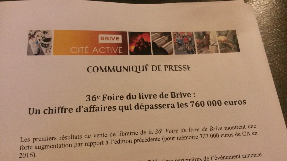 laetisoulier's tweet photo. Confirmation des très bons chiffres de la #fdlb17 un "chiffre exceptionnel " pour le maire Frédéric Soulier #brive https://t.co/PWQN6EnNI1