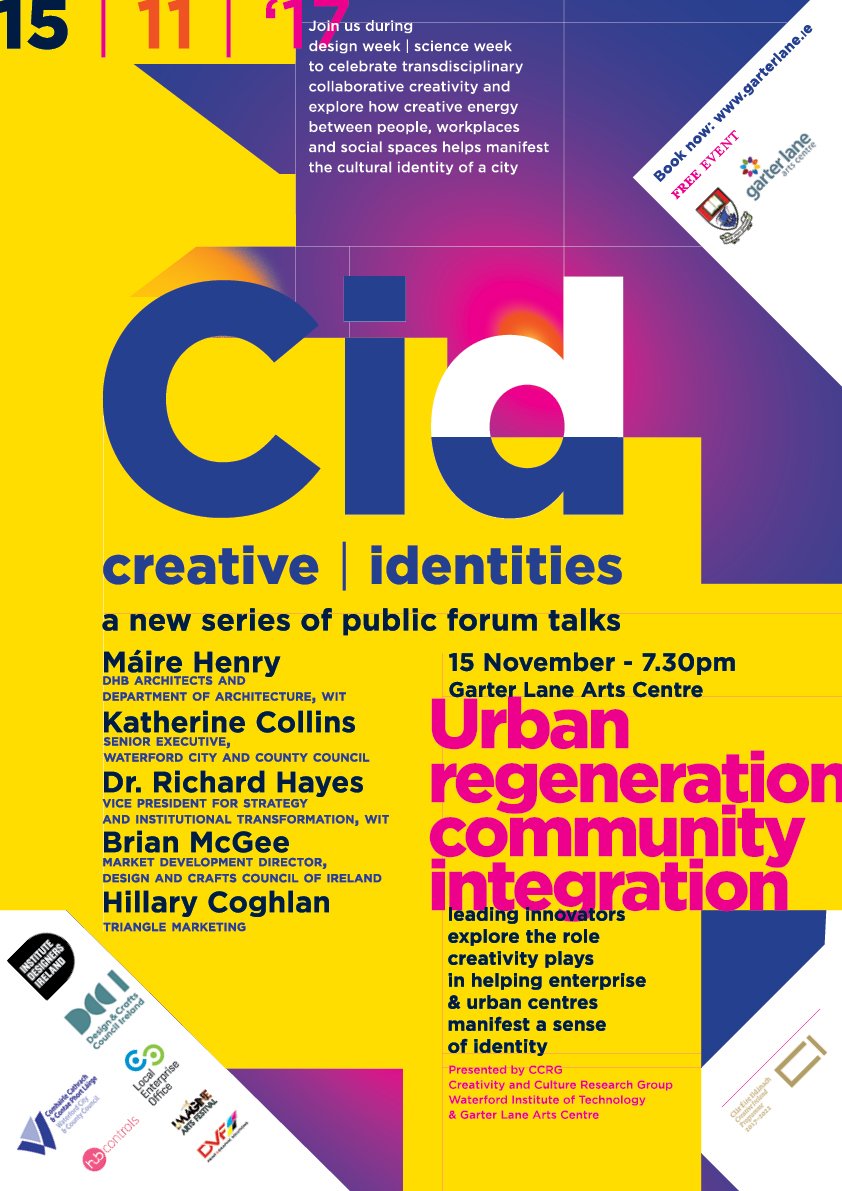 garterlane's tweet photo. Join us this evening at 7.30pm for the last in our series of free #CreativeIdentities 2017 events, exploring 'Urban Regeneration and Community Integration' in #Waterford and beyond. https://t.co/J7HdjFhj1A