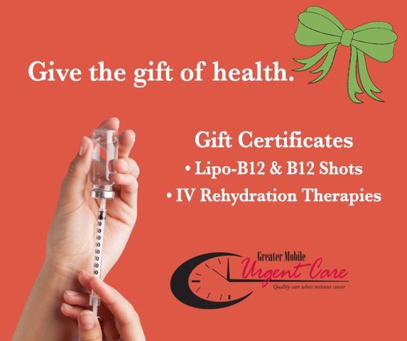 GMUCare's tweet photo. Give the gift of health and feel better! Gift certificates for Lipo-B12 and B12 shots, and IV ReHydration therapies. #feelbetter #b12 #lipob12 #ivdrip #rehydrate https://t.co/RM7jISQJ8C