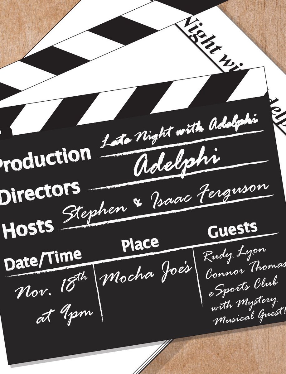 AU_Adelphi's tweet image. What are you guys doing THIS Saturday night? 
Going to Late Night?? 
What a coincidence, us too! 
Come out to Mochas for some great laughs and a great show! 
See you @ 9! 🐶