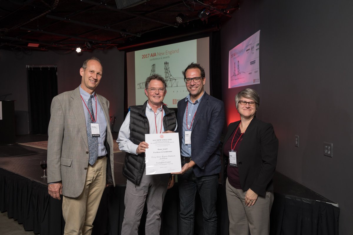Mark Freeman and Todd Shafer attended the 2017 AIA New England Conference Awards to accept the AIA New England Honor Award for the <a href="/SNHU/">SNHU</a> Gustafson Center. Photo Credit to John W. Hession.