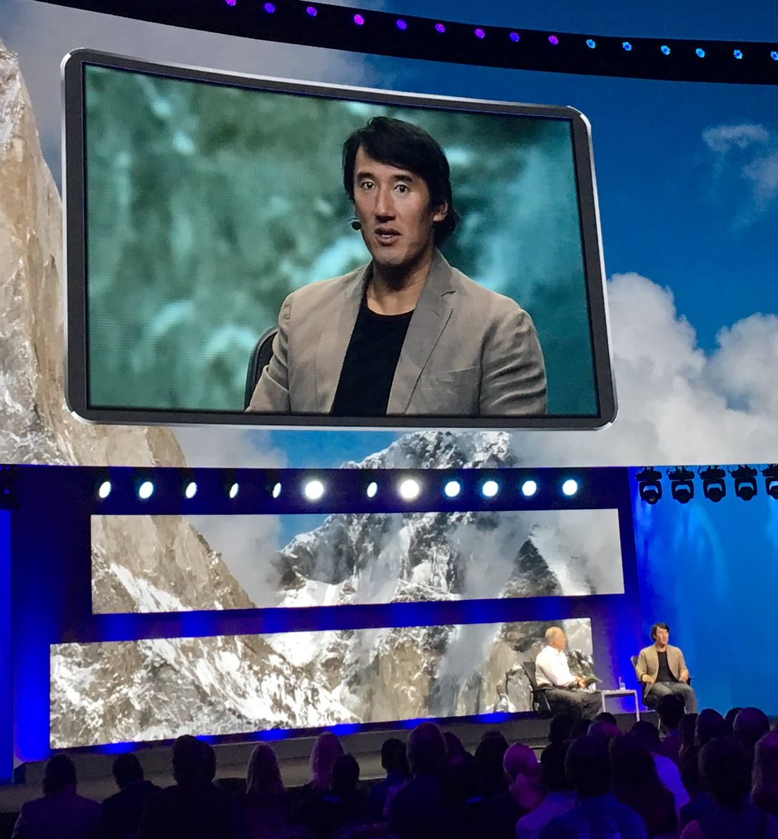 “It’s about the teams, not the individual. “ Extrapolating themes from mountain climbing — trust, collaboration, risk-taking to teamwork at the office. #agile #caworld <a href="/jimkchin/">Jimmy Chin</a> <a href="/MikeGregoireCA/">Mike Gregoire</a>