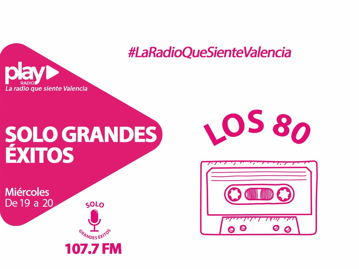 playradiovlc's tweet image. Recuerda que a las 19h los #miércoles comienza nuestra selección de #SoloGrandesExitos de #Los80 
#LaRadioQueSienteValencia