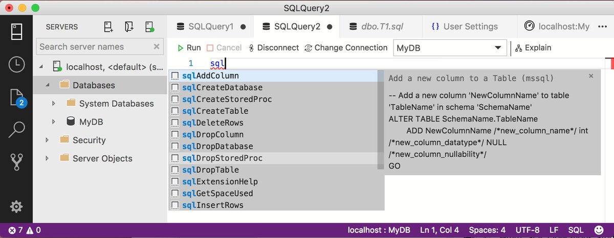 kevcunnane's tweet image. #sqlopsstudio quick guide 1: try easy snippets like SqlCreateDatabase, SqlCreateTable, and SqlInsertRows to bootstrap your DB backend in a few easy commands #MSFTConnect @sqlopsstudio