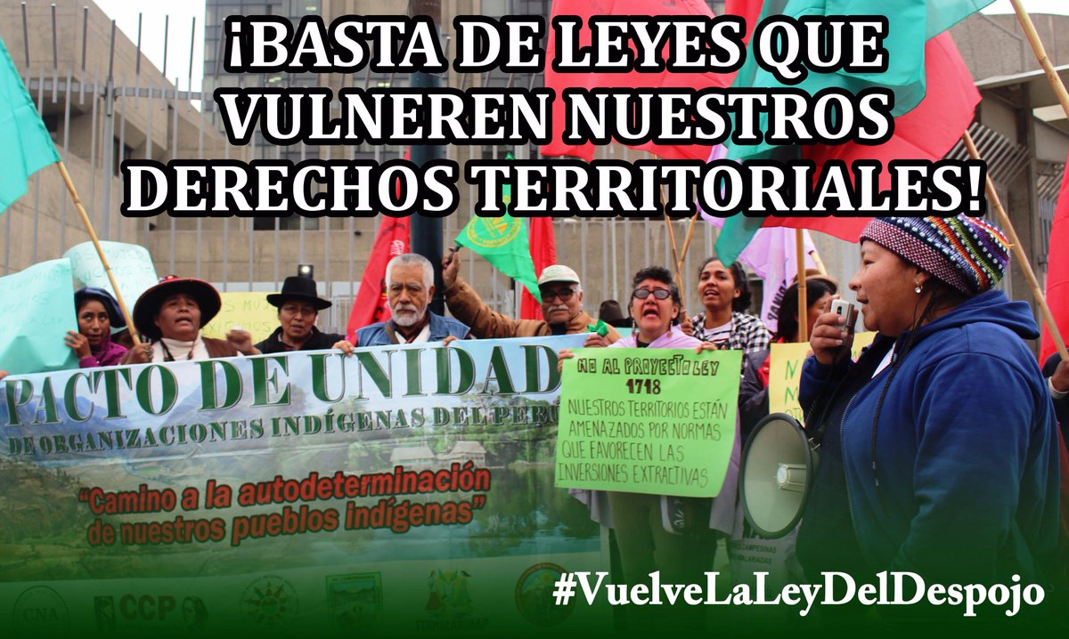 CNA_Peru_'s tweet photo. #VuelveLaLeyDelDespojo Exigimos al @congresoperu el archivamiento definitivo del #PL1718 al constituir un grave peligro a los derechos territoriales de nuestros pueblos indígenas u originarios. ¡No permitamos que se perpetre este nuevo atentado contra nuestros pueblos! ✊📢 https://t.co/uONk05BwKw