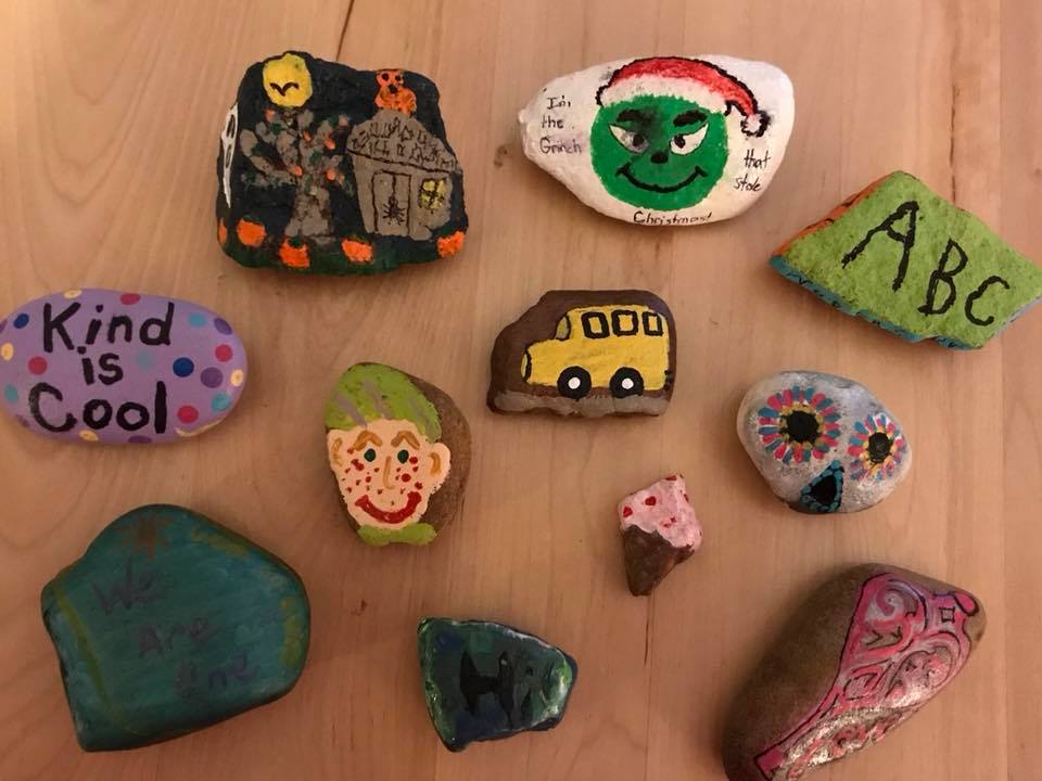 pacrocksva's tweet photo. Check out all these awesome rocks that Tyler Eagle Jeffress found on her hunt #pacrocks #rvarocks #fallfun #huntforrocks #supercute #paintedrocks https://t.co/8lccx1wqmP