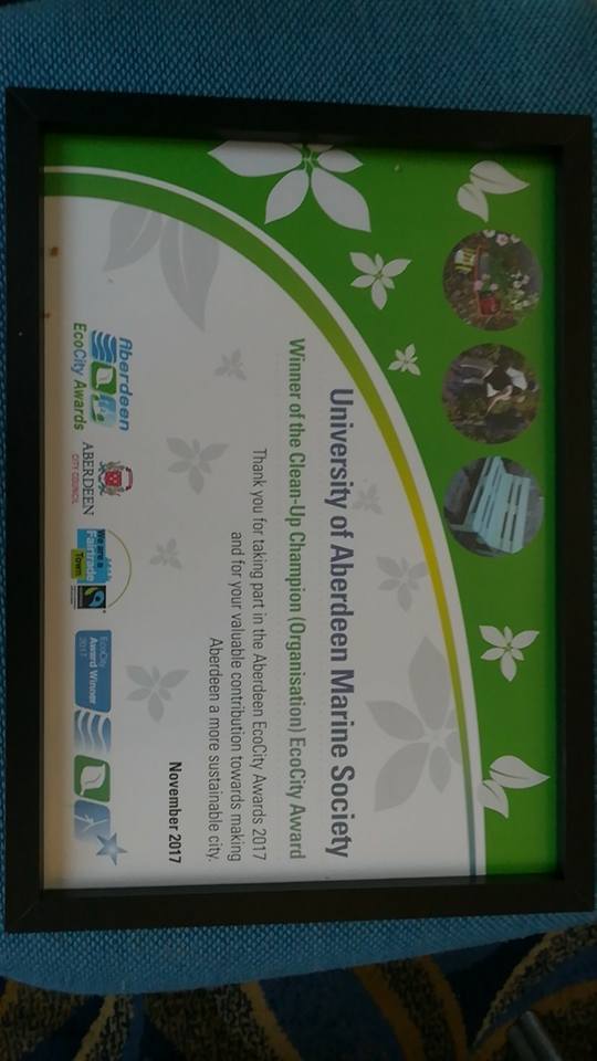 AuMarineSociety's tweet photo. . #Aberdeen and the ocean a better place. This is an award for all your commitment and time that you have dedicated to the environment. Thank you! #ACCECOCITY17 #AUMS 2/2 https://t.co/wifzKbs4Gu