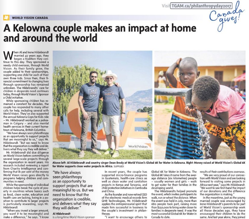 UinvitedU's tweet photo. Here #AFPKelowna is that wonderful #Kelowna story of personal philanthropy in @globeandmail https://t.co/0QDcdjy3Mr on #NationalPhilanthropyDay with @worldvisioncan https://t.co/3oIeE624vK