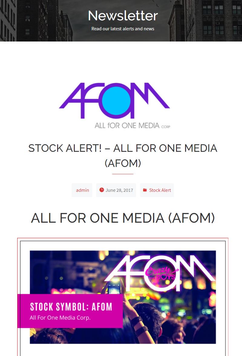 CrusaderStocks's tweet photo. $AFOM Movie Release 2018 All For One Media Corp. (AFOM- OTCQB) Completes Principal Photography On Major Motion Picture- "Crazy For The Boys" @CFBMovie https://t.co/W8oxLOrFly #BobbyDoerr #LessNoteworthyBands @ForzaCorrado #MorningJoe @frontpagestocks https://t.co/Ukx1u6zOvC https://t.co/ETK7ywje7W