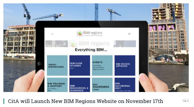 CitA will be launching their new BIM Regions Website on November 17th 
The development of the site by the Eastern BIM Region in collaboration with the BIM Regions, CitA, The B1M, and the BICP. #bim
 BIM Ireland Article: 👉 tinyurl.com/y87gp456