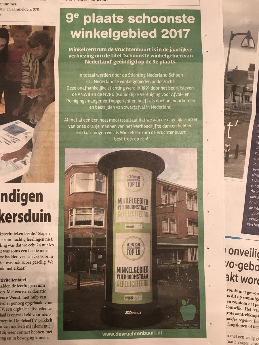 DeVruchtenbuurt's tweet photo. Vandaag aandacht voor de verkiezing #schoonste #winkelgebied van Nederland in de @LoosduinseKrant ππΌπππ³β»οΈ
#vruchtenbuurt #denhaag #vloerboomstraat #appelstraat #top10 #trots https://t.co/fpmvva7Xfg