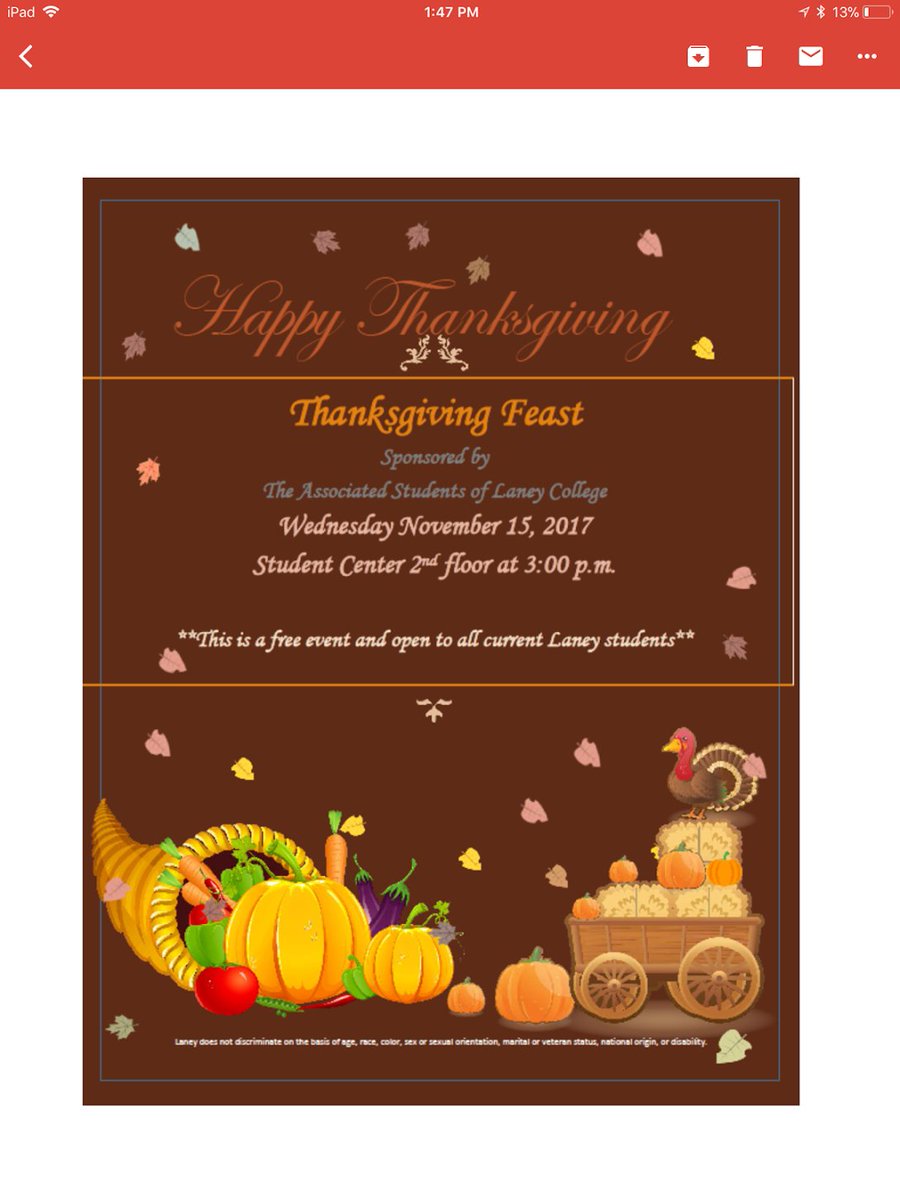 LaneyATP's tweet photo. Join the Thanksgiving Feast in the student center! https://t.co/BNW818grm9