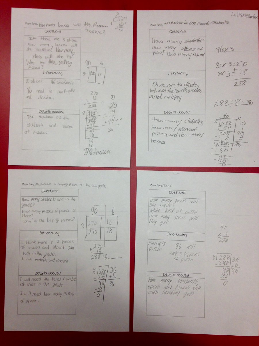 Mrsablund's tweet image. #Numberlesswordproblems helped us tackle multi-step word problems using area models, #partialquotients, #mainidea, #questioning, and #inferencing = #readingandmath @mathbarb @TannyMcG @CloughPikeElem @WestCler  @bstockus @EngageNY