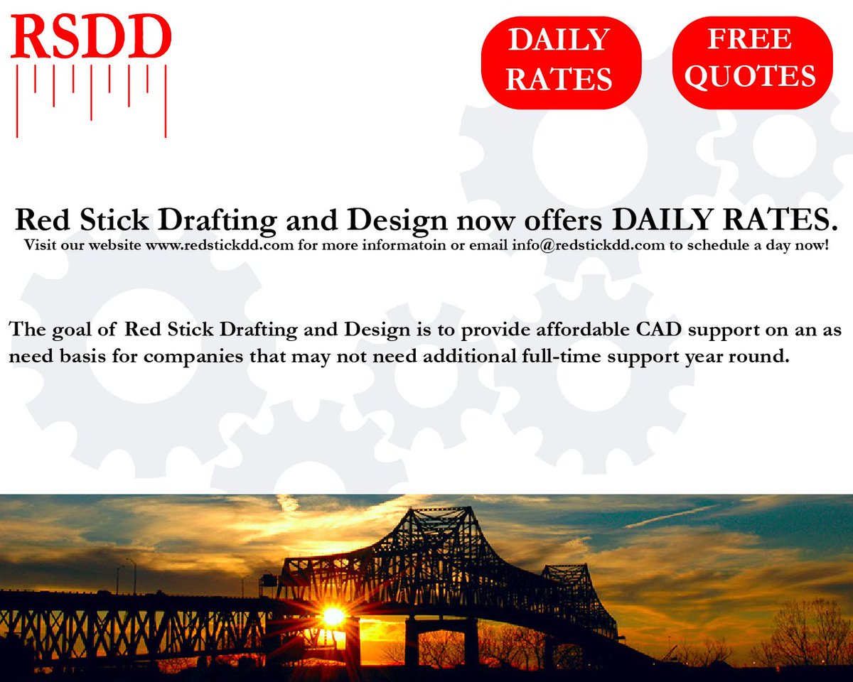 RedStickDD's tweet photo. #CAD #BatonRouge #SOLIDWORKS RSDD now offering daily rates https://t.co/YsbTCZat7g
