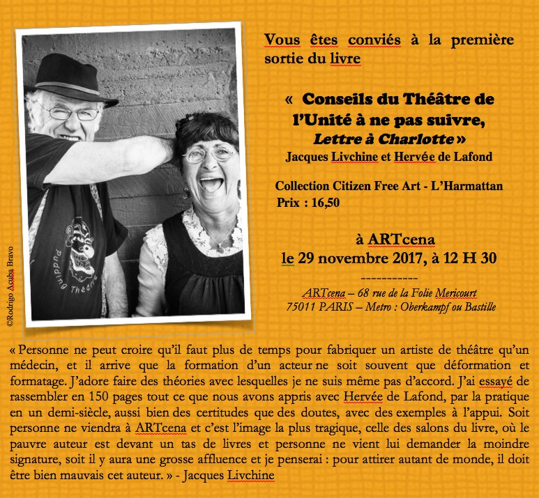 livchine's tweet photo. Il y a un livre qui sort le 29 novembre. C'est en fait une lettre que j'ai écrite à une jeune comédienne /metteuse en scène qui s'appelle Charlotte,  je lui dis : surtout ne fais pas toutes les bêtises que j'ai faites... https://t.co/49XqB9ynX2