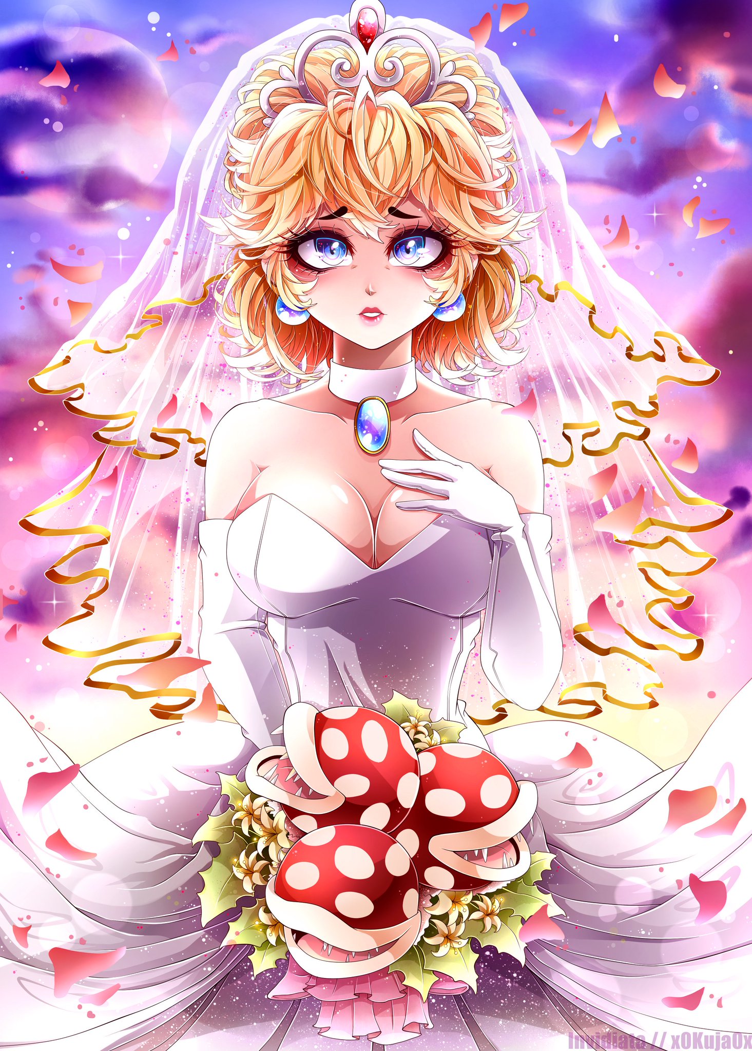 “I made a #fanart of #PrincessPeach in her wedding dress
from #Supe...