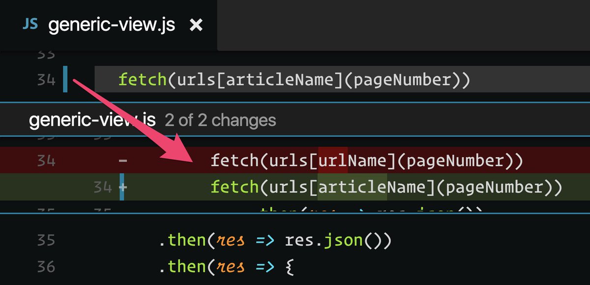 addyosmani's tweet image. New inline git diff support in @code is 👌
