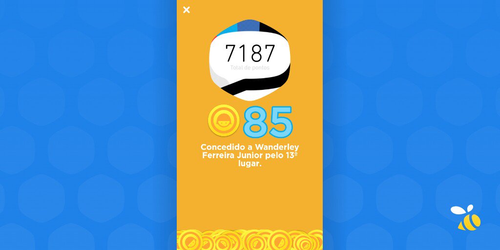 Acabo de receber 85 moedas de bônus por ter chegado em 13º lugar no placar do Swarm