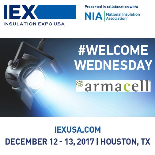 IEXUSA's tweet photo. Be sure to visit Armacell at Booth #4315 for flexible
insulation foams for your equipment! #WelcomeWednesday #IEXUSA https://t.co/uSwpRu4eF6 https://t.co/nyz5rmgwu9