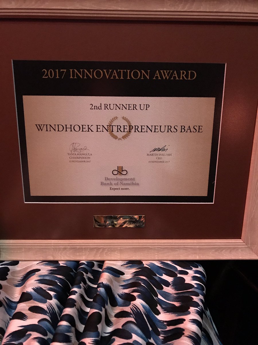 webcute3's tweet photo. 2nd Runner Up! Just the beginning WEBers! #windhoekbase #dbninnovationawards @SpaFari https://t.co/rklrhA9UNh