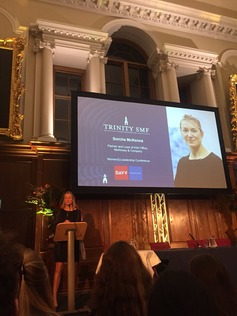 MarahCurtin's tweet photo. Sorcha McKenna @McKinsey hints toward #UnconsciousBias when asked why more women aren’t being promoted... unconscious bias in the process (designed by men), but mostly in the men making all the hiring decisions. #TrinitySMF https://t.co/lV8UQfvLWI