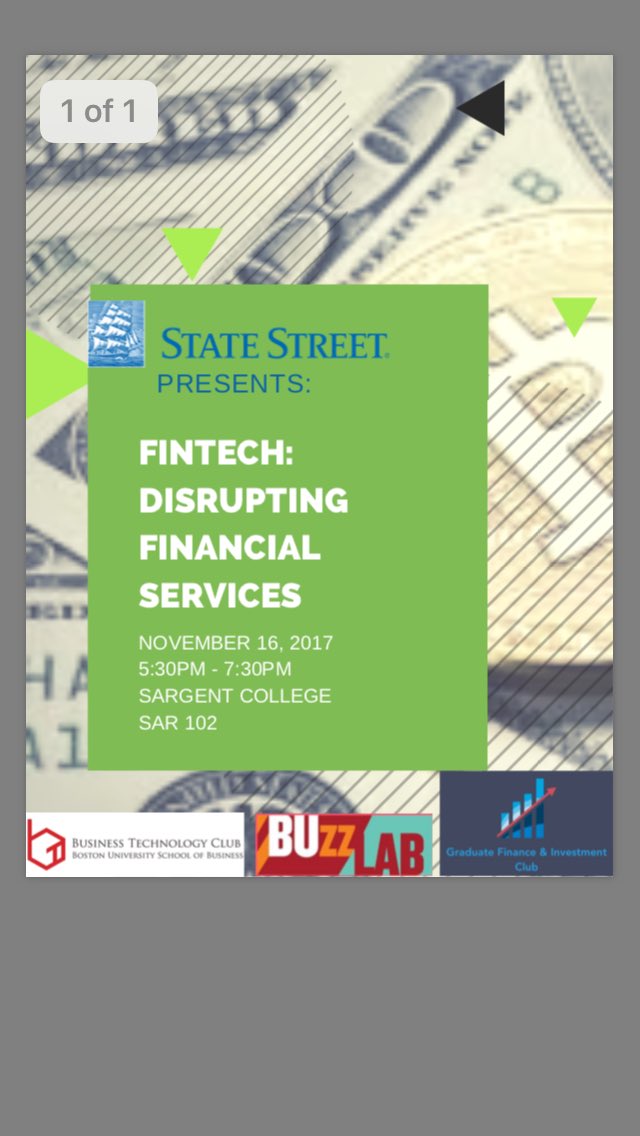 The BUzz Lab (@bubuzzlab) on Twitter photo Tomorrow we are hosting a very interesting #Fintech event
Please join us and understand more about #statestreet at Sargent College SAR 102 5:30-7:30pm #DisruptiveTechnology #innovation #bitcoin and #Blockchain Tomorrow we are hosting a very interesting #Fintech event
Please join us and understand more about #statestreet at Sargent College SAR 102 5:30-7:30pm #DisruptiveTechnology #innovation #bitcoin and #Blockchain