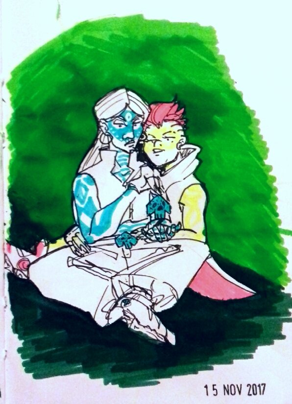 felicisfox's tweet photo. did a redraw of that old los muertos #symmetra thing 
#overwatch #sombra #symbra https://t.co/jjFajF9pXR