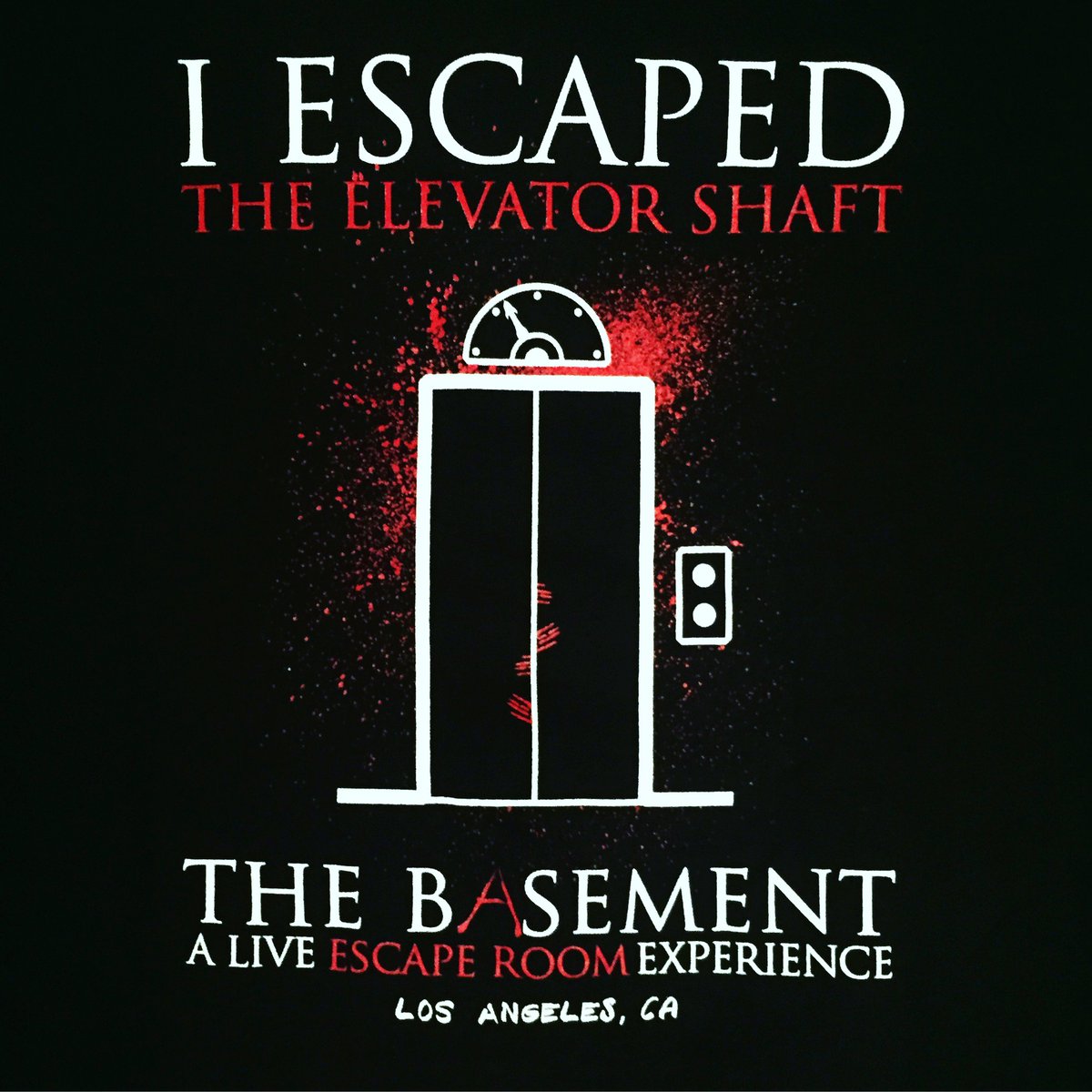 thebasementER's tweet photo. New t-shirts for our newest experience! If you preorder your t-shirt while booking your experience, you will get a discount. 😃👌🏼✨ #LosAngeles #ThingsToDoInLA #EscapeRoom #Horror #EdwardTandy #SerialKiller #Chapter2 #TheElevatorShaft #New #Discount #Wednesday #HumpDay https://t.co/G3AL2Rwfkh