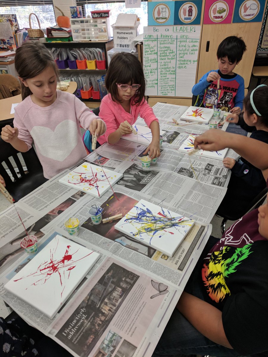@LakeAnneEs Learning about Jackson Pollock helped us practice being mindful in the classroom. We used mindful movements to create our works of art! #mindfulmovements #graceart