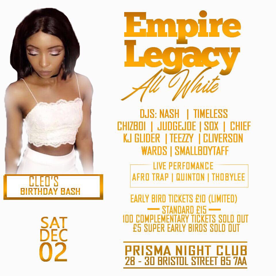 xclusive_ents's tweet photo. Official Count down for #EmpireLegacy has begun 

Online £10 Tickets Sold Out ❌
£10 physical tickets - Almost Sold out 
£15 Standard tickets- 
Upstairs VIP tables Sold Out ❌ https://t.co/EuuVhsnILr https://t.co/IIsvM0Guqp