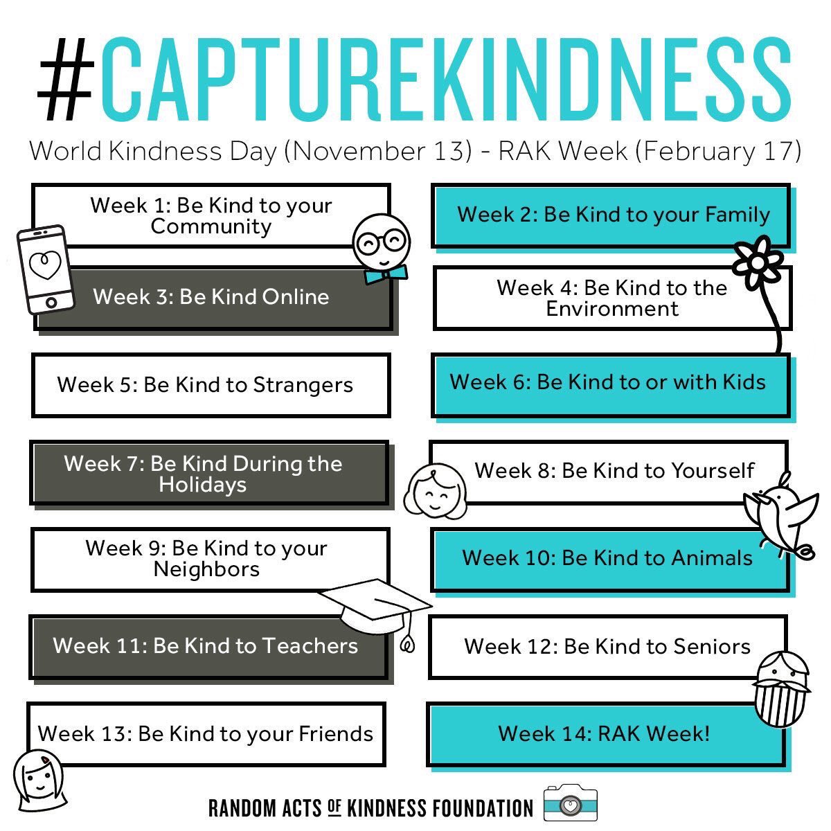 TRFWIA's tweet photo. Kindness is key

World Kindness Day- 13th November 
Random Acts of Kindness Day- February 17th 

And everything in between!

Snap your acts of kindness &amp; share them using the hashtag #capturekindness #wearewinterbourne https://t.co/Xh3aVI4X5p