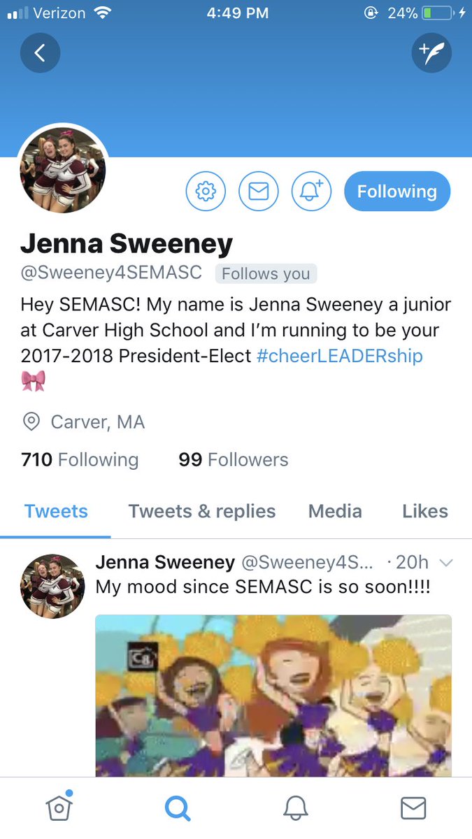 joshpk24's tweet photo. Yeah all you SEMASC kids vote for this amazing girl to cheerLEAD us through the year @Sweeney4SEMASC https://t.co/QnZcn5dIw0
