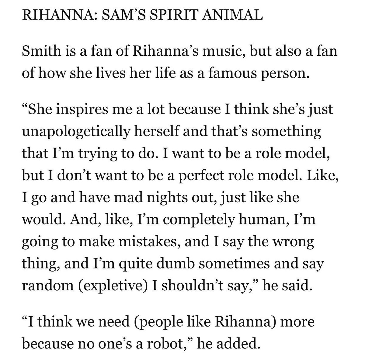 SuchAF_cKnLADY's tweet photo. .@SamSmithWorld on Rihanna https://t.co/qnd9Tn0o73