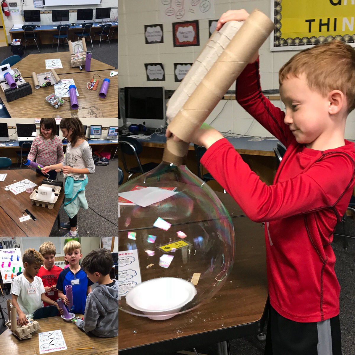kellyslghtr's tweet photo. Panda STEM Club created bubble-blowing machines today.  These kids have quite an imagination! #PESAllKidsCan @PboroElementary @kristenslane @PostonPrincipal @sarahepetty https://t.co/bS61b8wyun