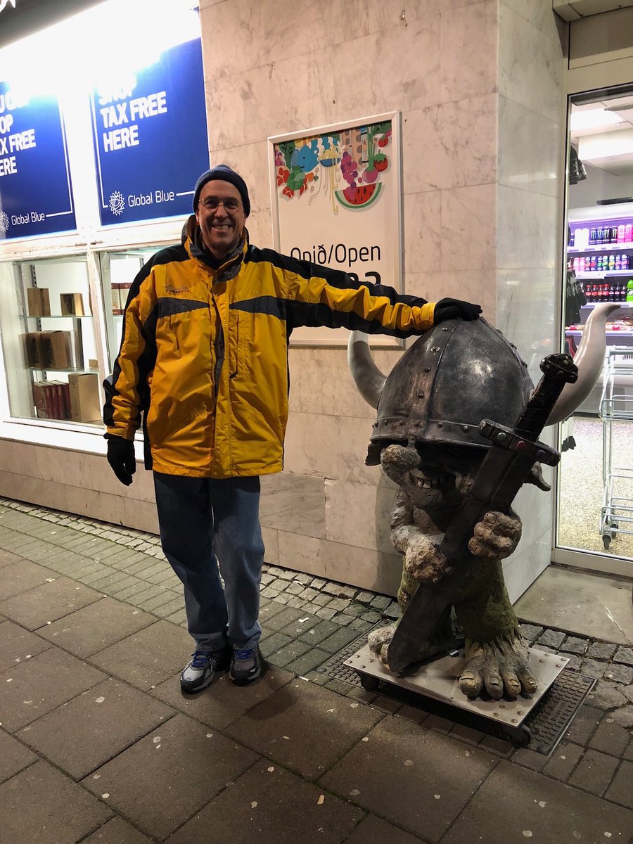 RobTaylor6300's tweet photo. First night in Reykjavik - the sun came out as we landed, we wandered the harbor, ate, drank, saw some northern lights and I made a new friend. #travelisfun  #Icelandiscool https://t.co/UFRztuaMXg