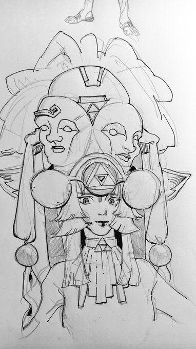 I sometimes get crazy ideas for Zelda games. Here's a wild sketch of Zelda from one of the high-culture eras. #art #fanart #zelda 