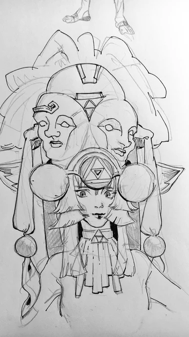 I sometimes get crazy ideas for Zelda games. Here's a wild sketch of Zelda from one of the high-culture eras. #art #fanart #zelda 