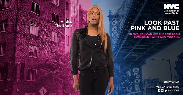 NYCCHR's tweet photo. Every New Yorker has the right to safe and equal bathroom access consistent with who they are. Learn more about #transgender rights with fact sheets &amp; more at https://t.co/Ada0dP9gpU #TransAwarenessWeek https://t.co/wMn5CTAwZb