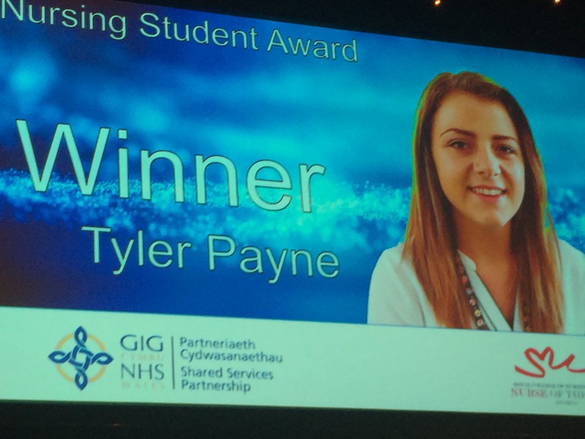 Llongyfarchiadau Tyler Payne - Welsh Nursing Student of the Year - da iawn! WalesNOTY2017