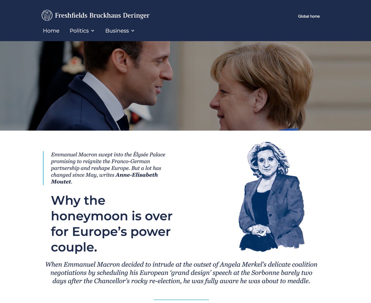 The giddy honeymoon is over between Europe's power couple: my <a href="/Freshfields/">Freshfields</a> piece on the new realism in the Macron-Merkel relationship.
europe.freshfields.com/anne-elisabeth…