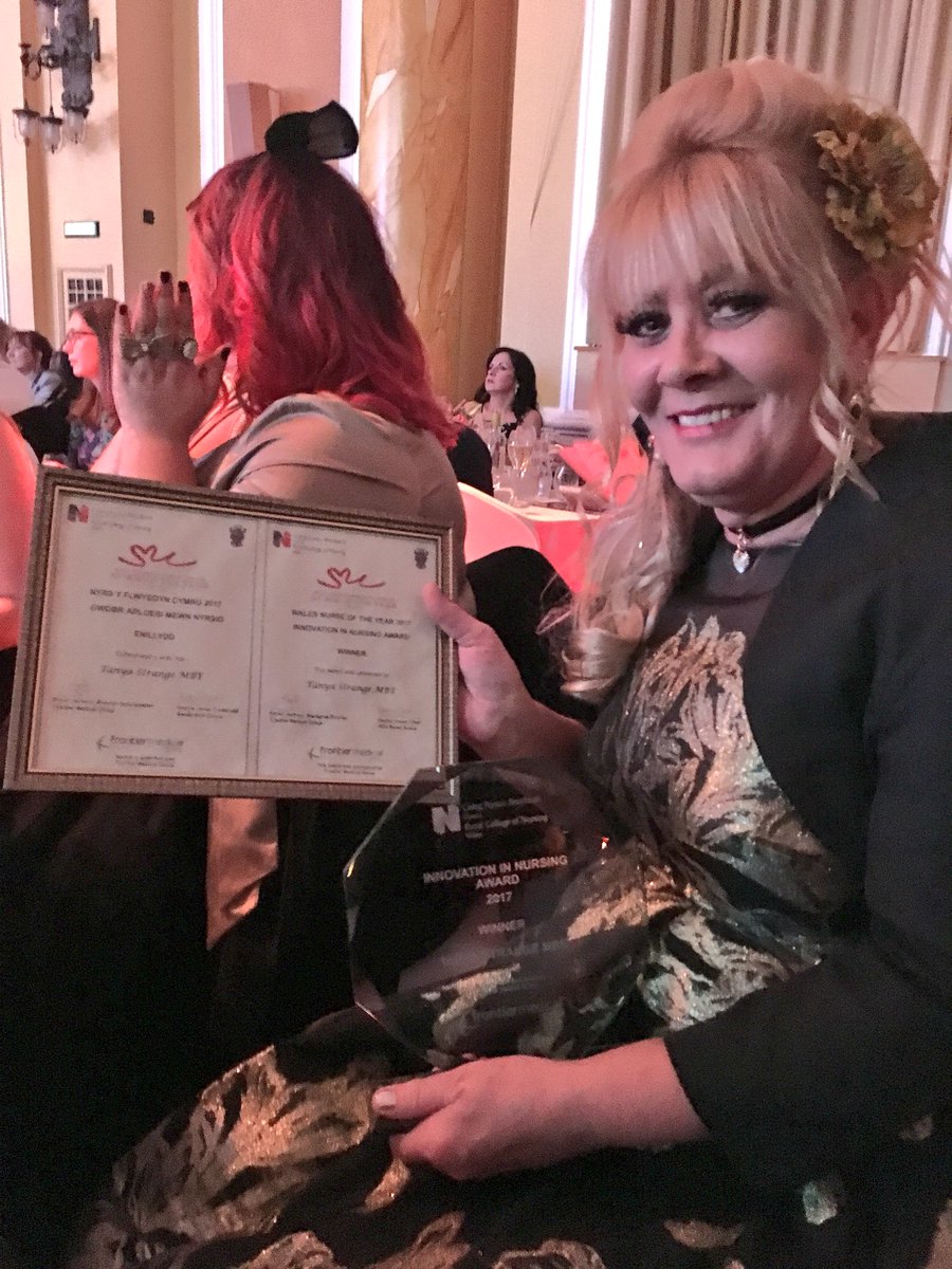 Congratulations to @StrangeTanya for winning the Innovation in Nursing Award this evening at the #WalesNOTY2017